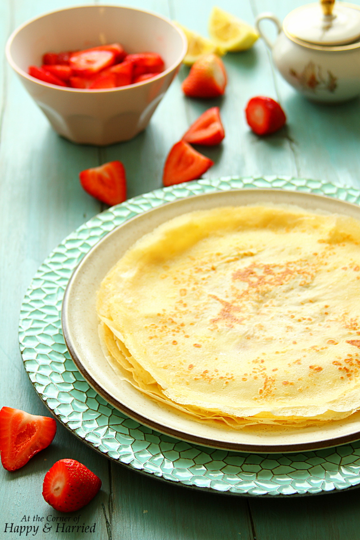 Lemon Crepes With Strawberry Cream Cheese Filling
